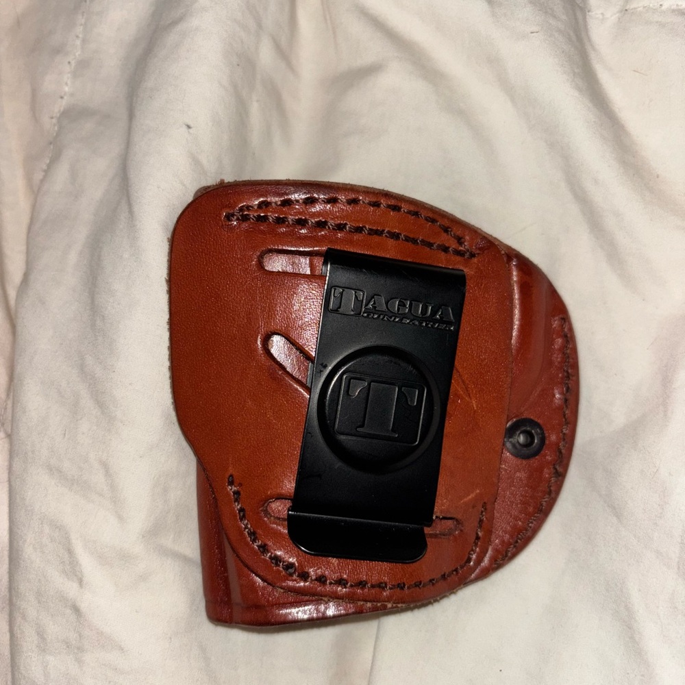 Brown Leather Tagua  Holster with Black belt Clip - colt / 1911 mold